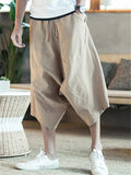 Casual Loose Vintage Linen Cropped Harem Pants