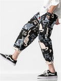 Cats Printed Casual Cropped Pants