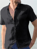 Summer Short Sleeve Turn-down Collar Solid Color Thin Shirts