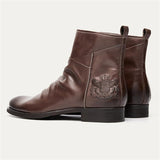 Embroidery Zip Plus Size Men's Leather Ankle Boots