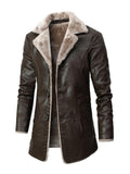 Men's Winter Business Casual PU Lapel Plush Coats