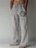 Men's Casual Elastic Waist Drawstring Sun Print Pants