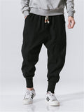 Men's Solid Color  Linen Cozy Casual  Ankle-Banded Pants