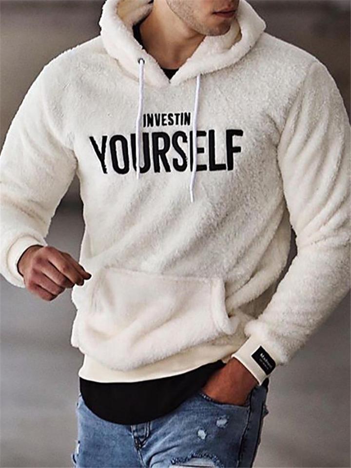 Men's Letter Embroidery  Drawstring Pullover Hoodie