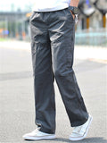 Mens Loose Straight Pure Color Cargo Pants