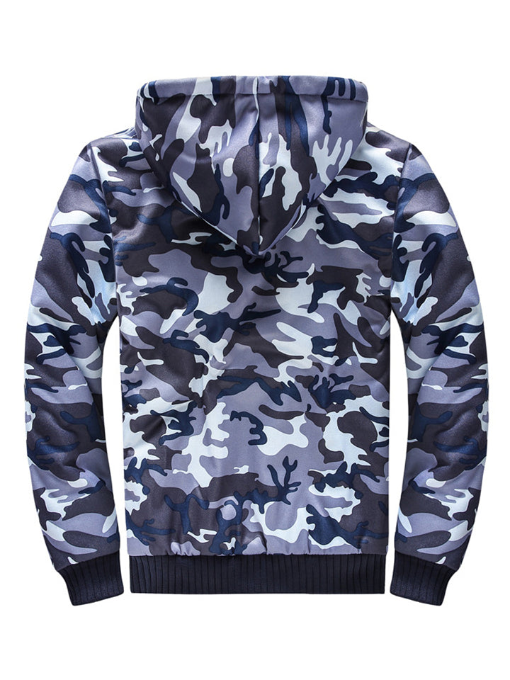 Mens Warm Breathable Soft Camo Print Hooded Military Coats
