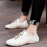 Breathable Fashion Stitching Lace Up Leather Ankle Shoes