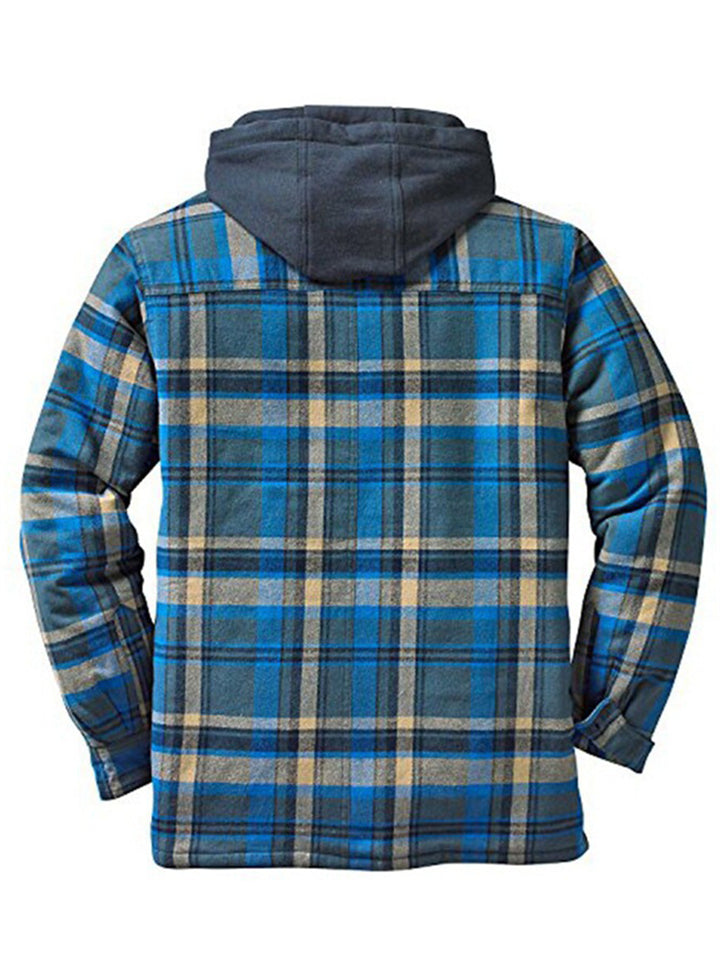 Men's Classic Plaid Hooded Casual Cotton Coats for Winter