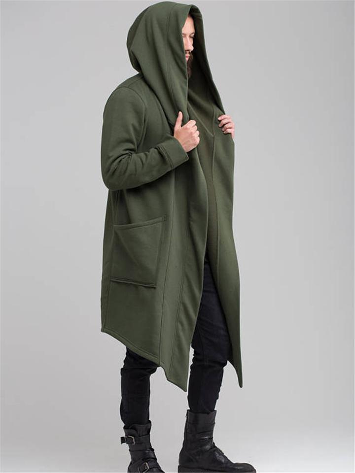 Autumn Winter Solid Color With Hood Cape Coat