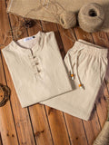Casual Loose Vintage Comfy Linen Long Sleeve T-Shirts+Pants