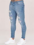 Men’s High-Rise Skinny Fit Washed Ripped Pocket Jeans