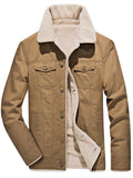 Men’s Extra Warm Button Up Flap Pocket Thicken Padded Coat