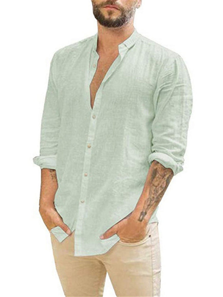 Summer Turn-down Collar Solid Color Thin Shirts