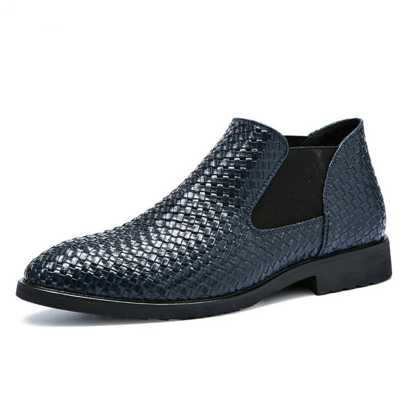 Casual Fashion Woven Design Slip-On Shoes Boots For Men