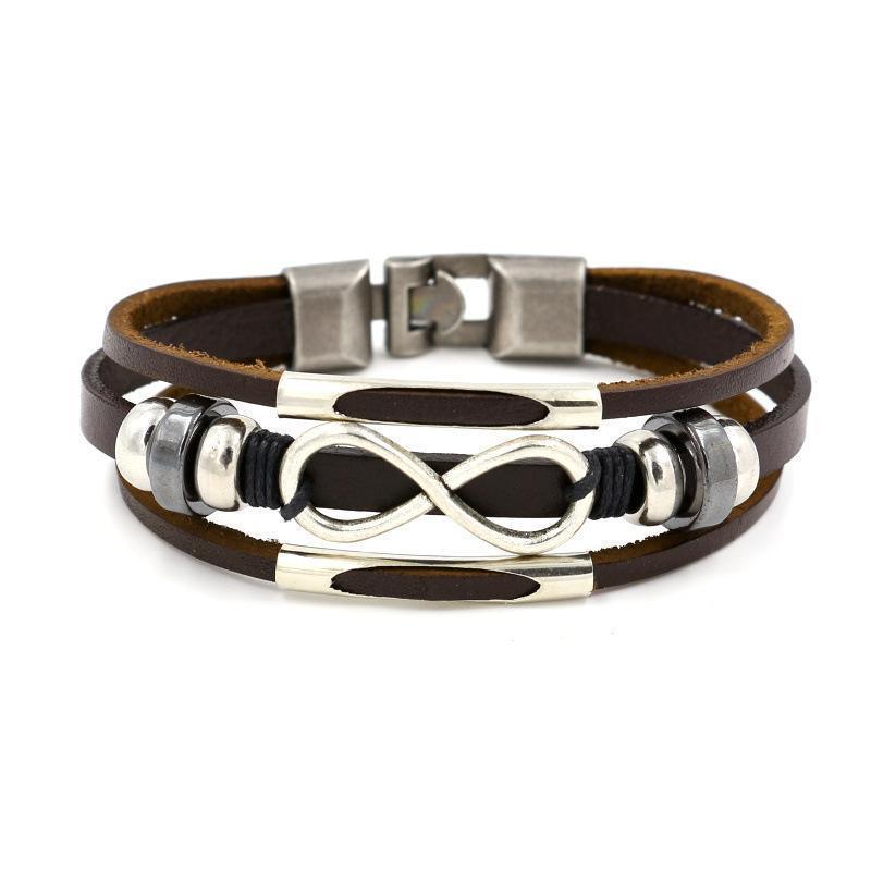 Multilayer Infinity Knot Bracelet Casual Fashion Leather Bracelets for Men Women