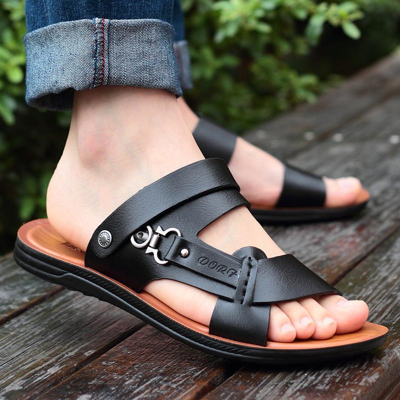 Mens Cool Stylish Vintage Mental Buckle Slippers