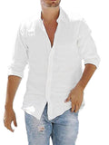 Mens Lightweight Solid Color Linen Casual Shirts