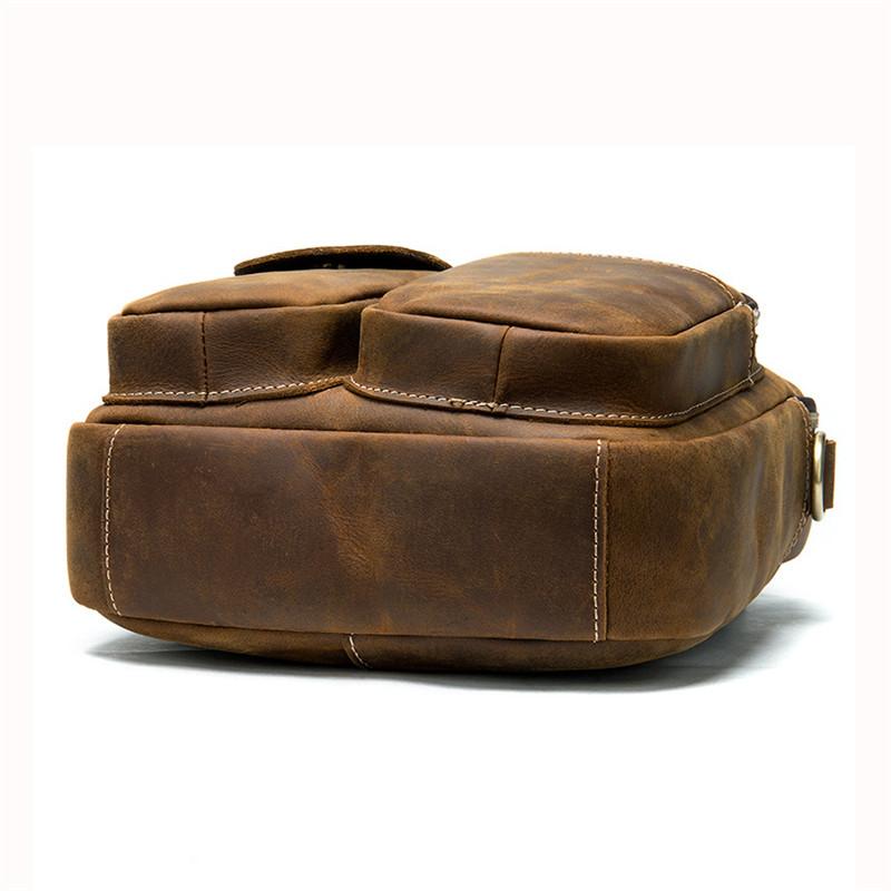 Mens Classic Vintage Durable Leather Crossbody Bags Shoulder Packs