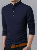 Business Slim Fit Contrast Color Casual Long Sleeve Shirts For Men