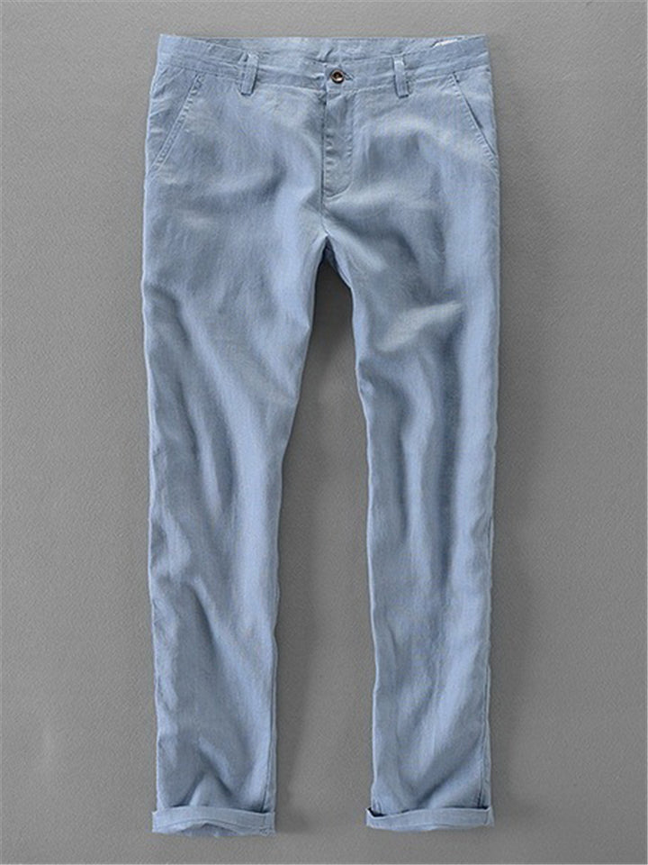 Linen Casual Solid Color Pants For Men