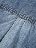 Faded Effect Classic Collar Chest Pocket Front Button Fastening Denim Shirt