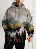 Men's Casual Landscape Printed Hooded Sweatshirt