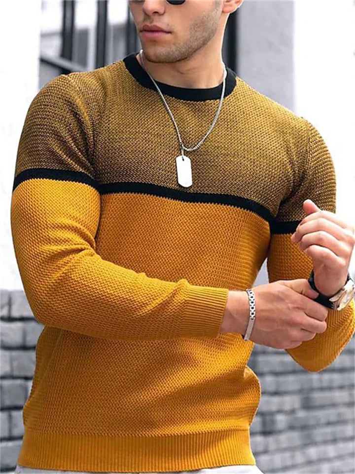 Trendy Round Neck Oversized Contrast Color Men's Sweaters
