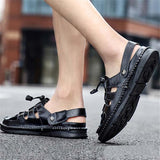 Mens Casual Breathable Stitching Hook Loop Sandals