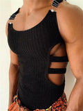 Black Color Slim Hollowed-Out Design Vest