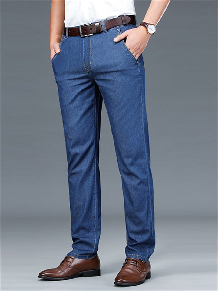 Thin Silky Casual High Waist Summer Men's Jeans