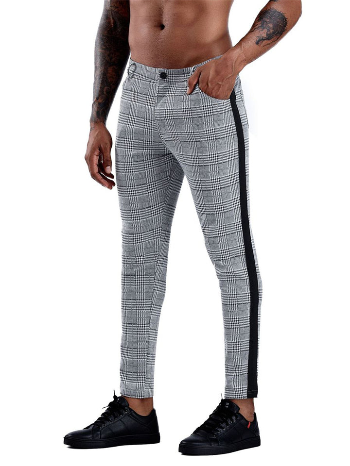 Men's Street Fashion Checkered High Elasticity Skinny Pants