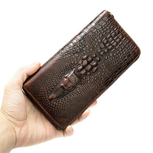 Men's Multifunctional Crocodile Print Business Long Wallet