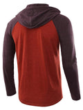 Mens Fashion Comfortable Colorblock Patchwork Long Sleeve Hooded Sweatshirt