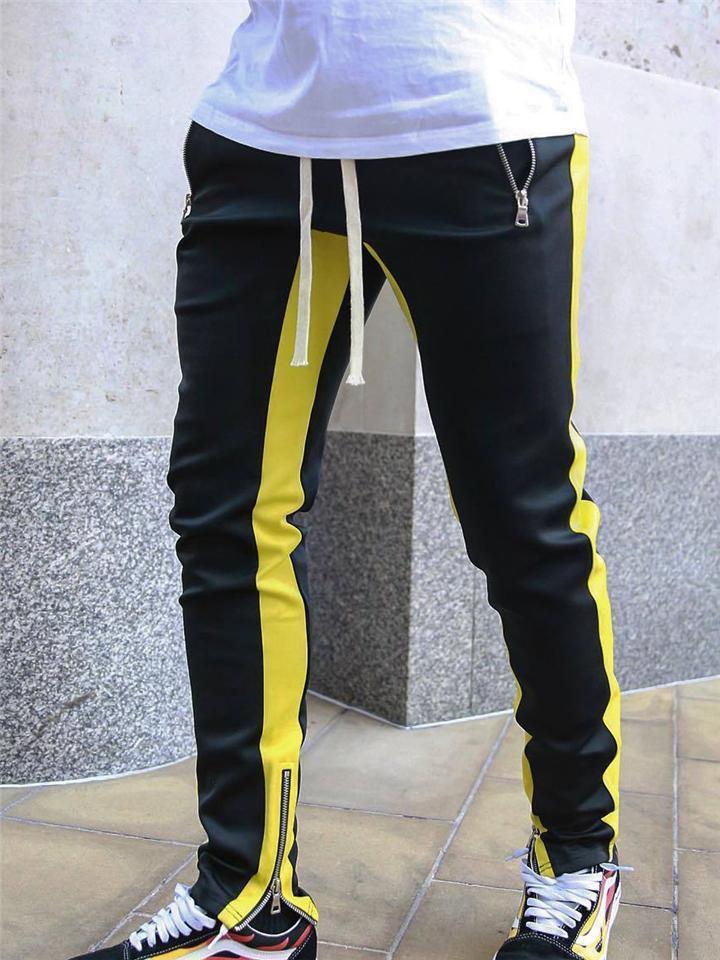 Mens Casual Side Stripe Sporty Drawstring Joggers Track Pants