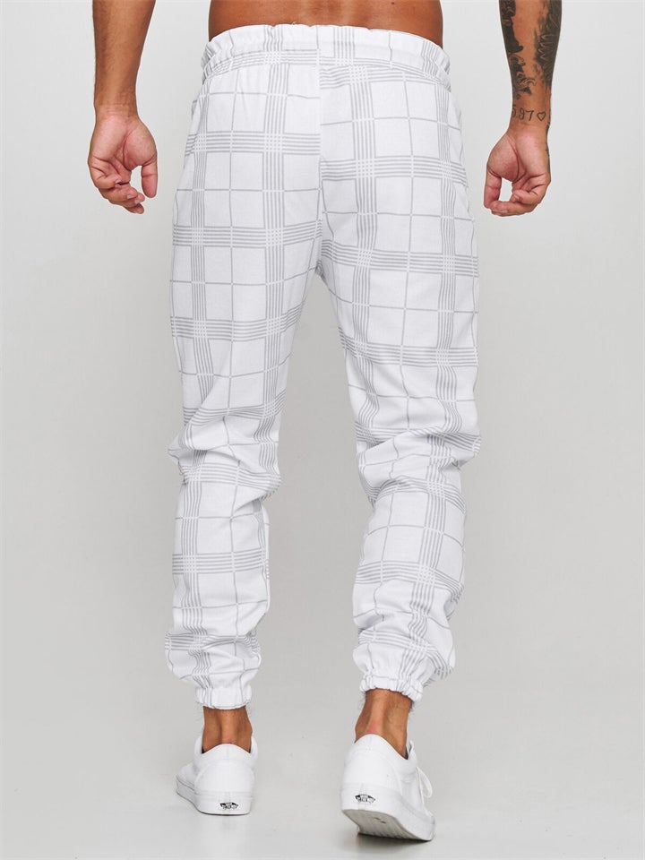 Causal Plaid Sporty Comfy Drawstring Trousers For Men