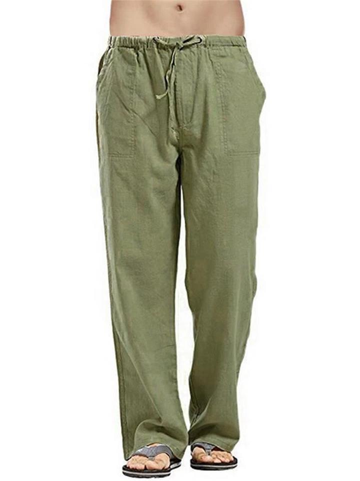 Men's Loose Solid Color Linen Straight Pants