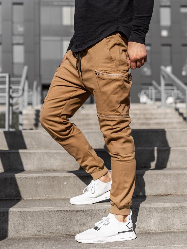 Men's Casual Cargo Pants With Zipper Pockets