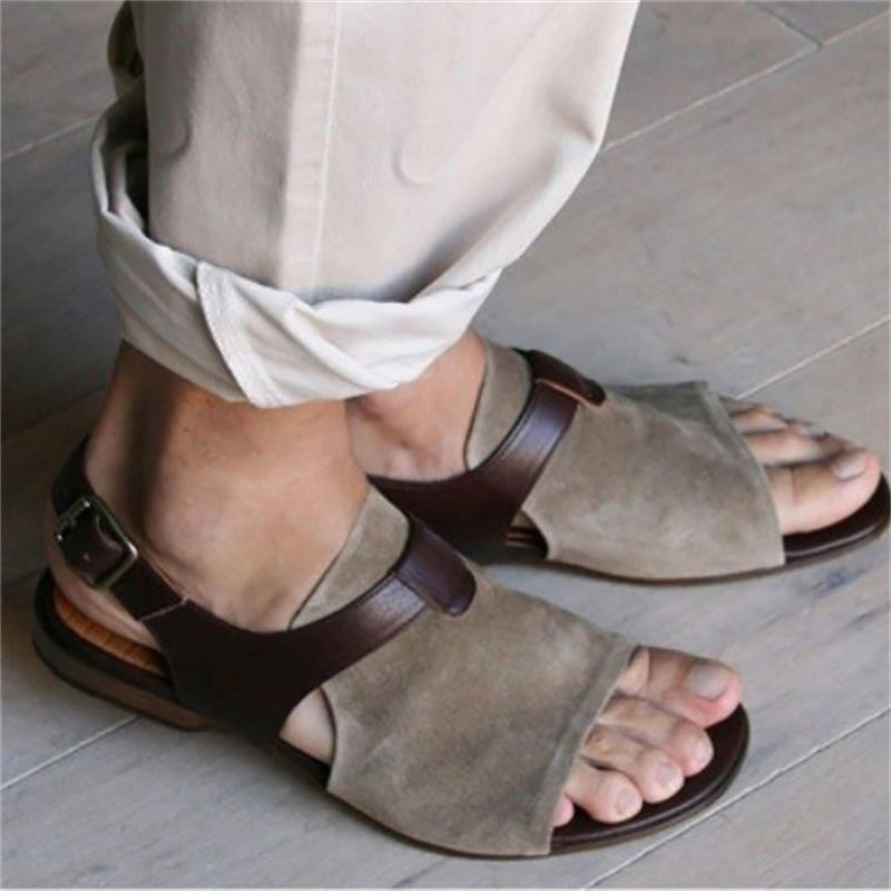 Summer Male Contrast Color Flat Heels Open Toe Sandals