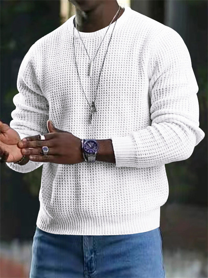 Men's Cool Round Neck Pullover Knitted Shirts for Autumn