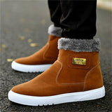 Youth Round Toe Flat Warm Plush Winter Boots for Fashion Men
