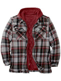 Stylish Plaid Loose Hooded Cotton Flannel Jacket Mens