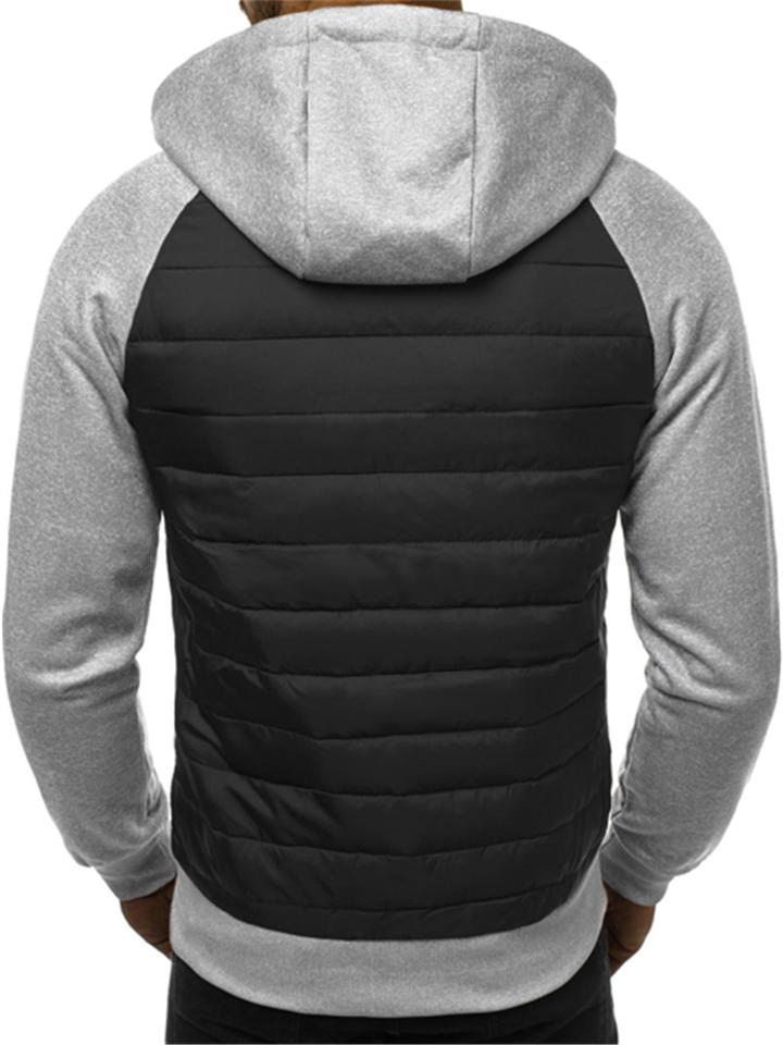 Men's Leisure Hooded Zipper Contrasting Slim Coats