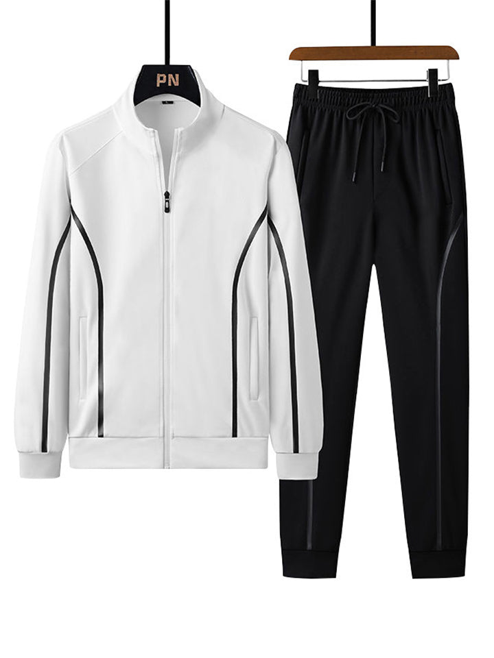 Men's Sporty Long Sleeve Solid Color Outfits