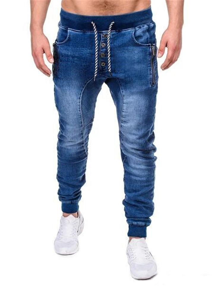 Men's Casual Elastic Cuff Drawstring Jeans