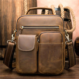 Mens Classic Vintage Durable Leather Crossbody Bags Shoulder Packs