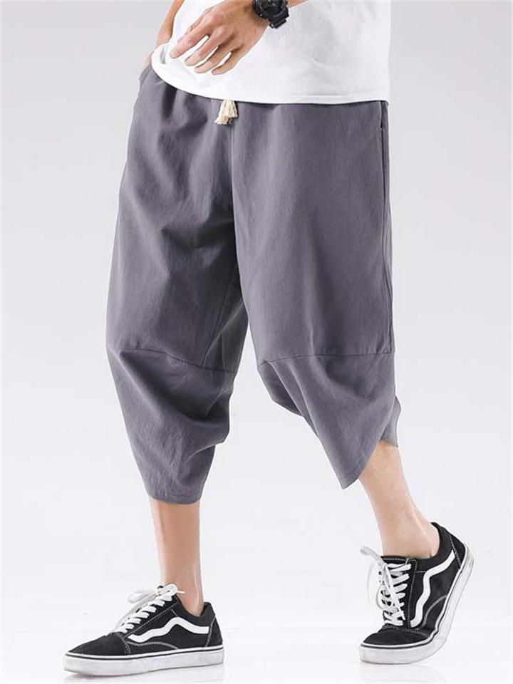 Fashion Loose Fit Casual Solid Color Cropped Trousers