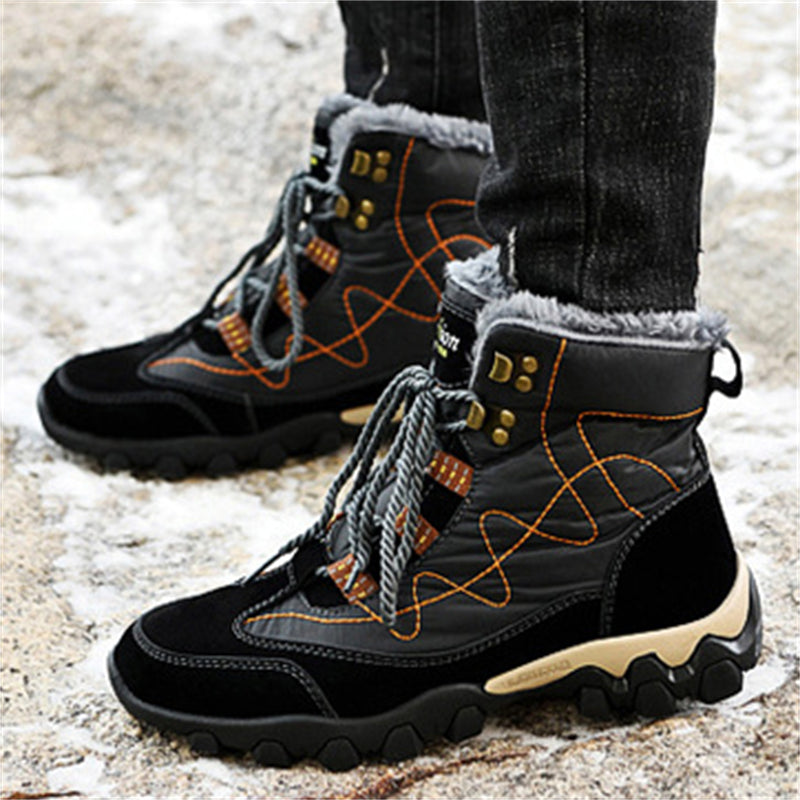 Mens Winter Hiking Keep Warm Plush Anti Slip Waterproof Snow Boots