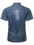 Faded Effect Classic Collar Chest Pocket Front Button Fastening Denim Shirt