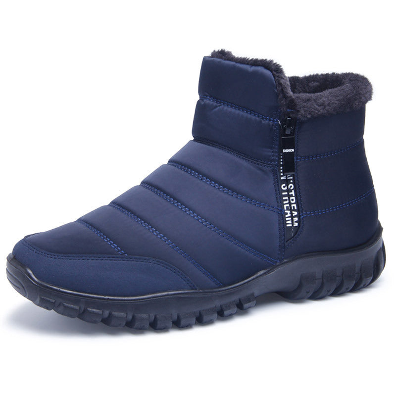 Fashion Winter Plush Warm Side Zipper PU Boots For Men