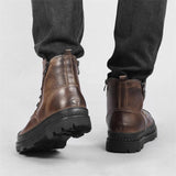 Retro Cow Split Leather Zipper Ankle Boot